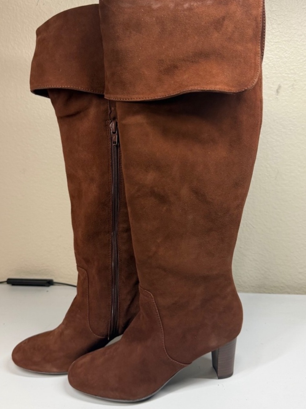 Aerosoles Lavender brown suede knee-high fold-over boots Size 6M